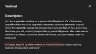 vedinad's YouTube Channel description (Image via YouTube/@vedinad)